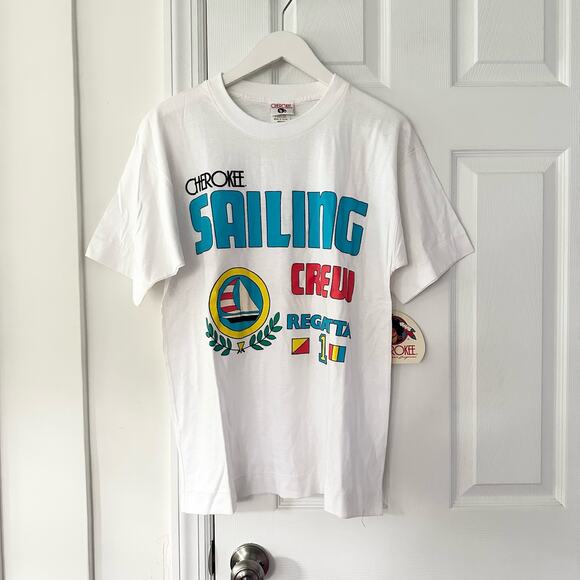 Vintage Cherokee Deadstock Sailing Crew Regatta Tee Medium Cotton Single Stitch - Picture 1 of 15